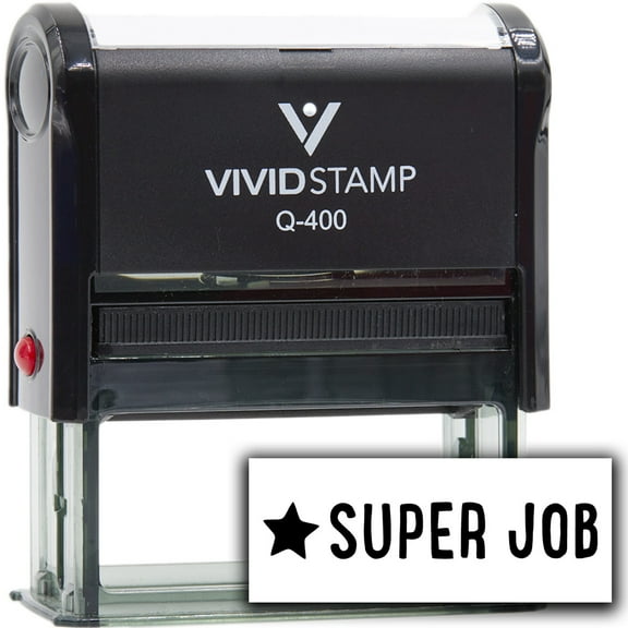 Vivid Stamp Super Job Teacher Feedback Self-Inking Rubber Stamps (Black Ink) - Q-400