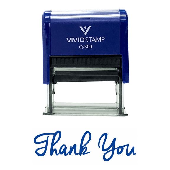 Vivid Stamp THANK YOU Self-Inking Rubber Stamp (Blue) - Large