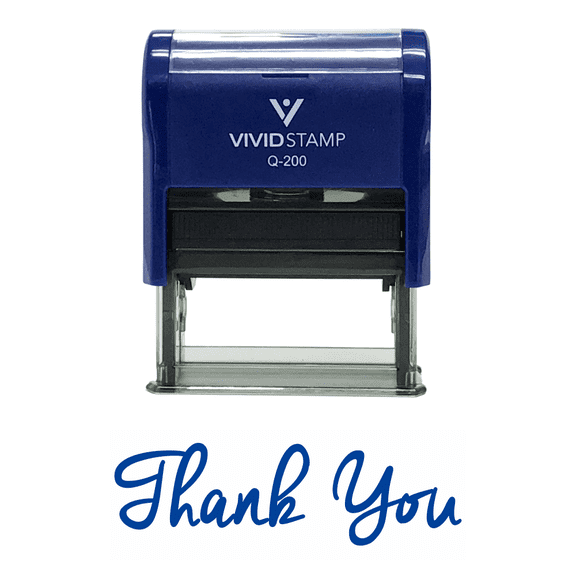 Vivid Stamp THANK YOU Self-Inking Rubber Stamp (Blue) - Medium