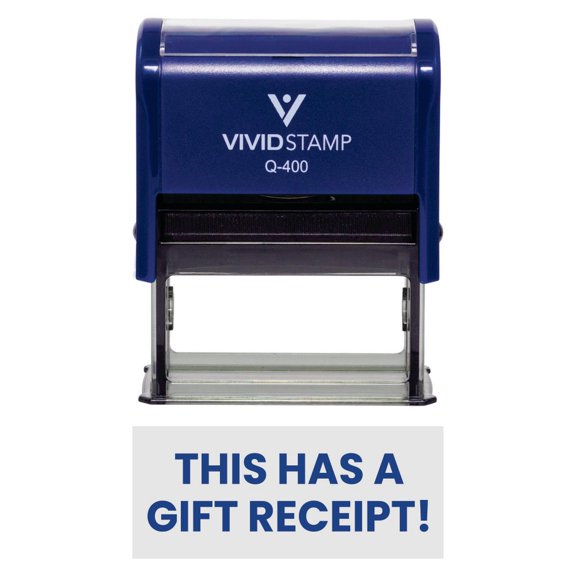 Vivid Stamp THIS HAS A GIFT RECEIPT! Self-Inking Office Rubber Stamp (Blue) - X-Large