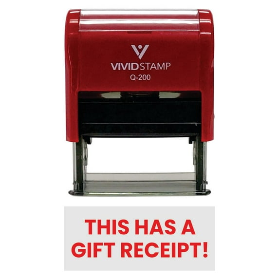 Vivid Stamp THIS HAS A GIFT RECEIPT! Self-Inking Office Rubber Stamp (Red) - Medium