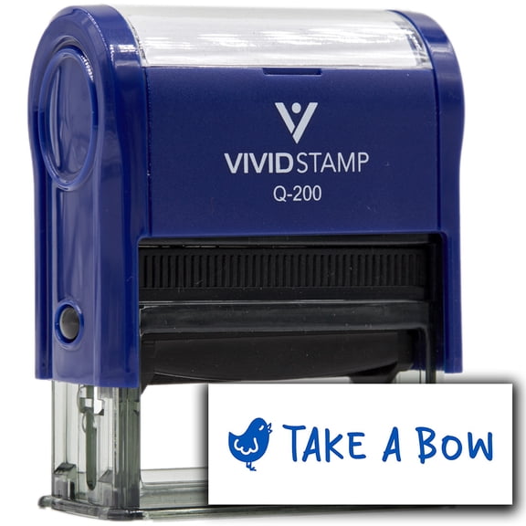 Vivid Stamp Take a Bow Stamps For Grading Self-Inking Rubber Stamps (Blue Ink) - Q-200
