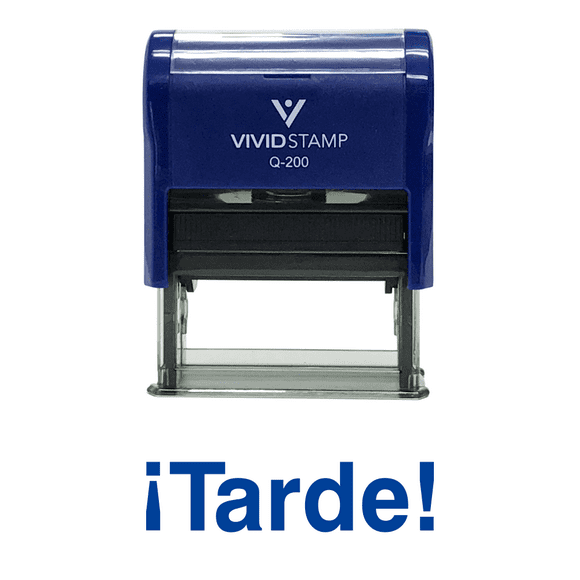 Vivid Stamp Tarde Spanish Teacher Self Inking Rubber Stamp (Blue Ink) - Medium