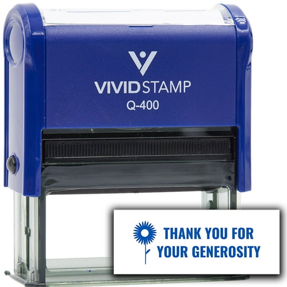 Vivid Stamp Thank You For Your Generosity Self Inking Rubber Stamp (Blue Ink) - Q-400