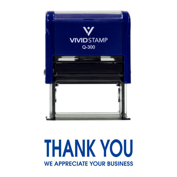 Vivid Stamp Thank You We Appreciate Your Business Self Inking Rubber Stamp (Blue Ink) - Large