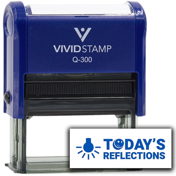 Vivid Stamp Today's Reflections Self-Inking Rubber Stamps Teachers And Schools | Motivational Stamps For Children | Re-inkable Ink Pad (Blue Ink) - Q-300