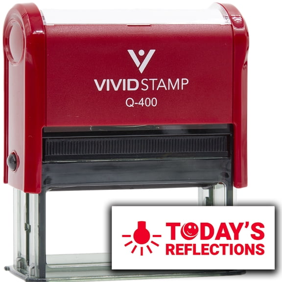 Vivid Stamp Today's Reflections Self-Inking Rubber Stamps Teachers And Schools | Motivational Stamps For Children | Re-inkable Ink Pad (Red Ink) - Q-400