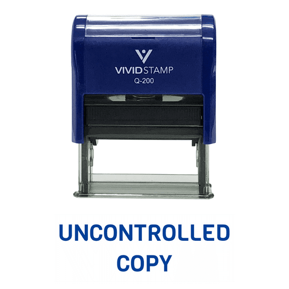 Vivid Stamp UNCONTROLLED COPY Self Inking Rubber Stamp (Blue Ink) - Medium