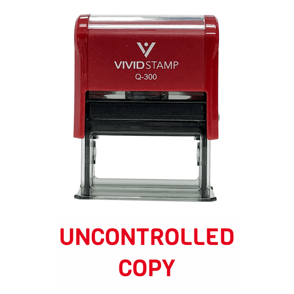 Vivid Stamp UNCONTROLLED COPY Self Inking Rubber Stamp (Red Ink) - Large