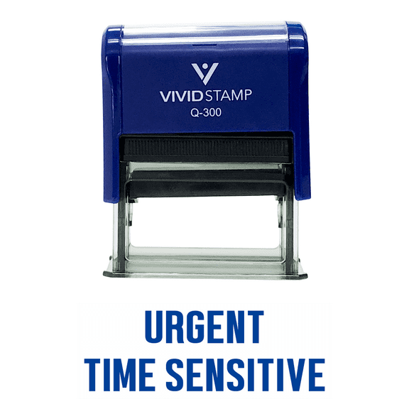 Vivid Stamp URGENT TIME SENSITIVE Self Inking Rubber Stamp (Blue Ink) - Large