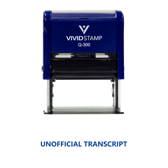 Vivid Stamp Unofficial Transcript Self Inking Rubber Stamp (Blue Ink) - Large