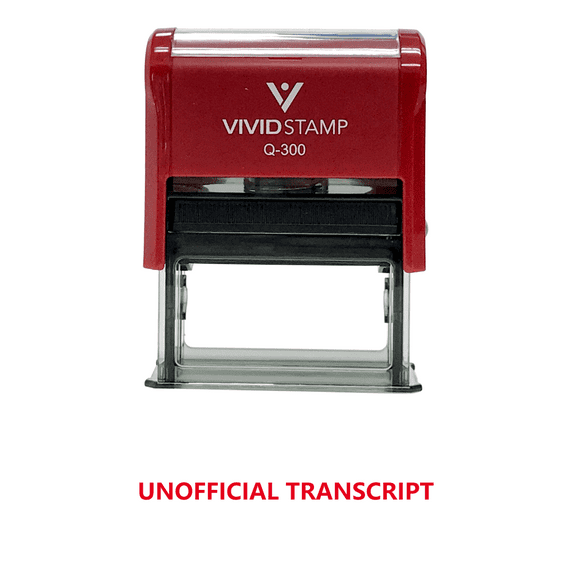 Vivid Stamp Unofficial Transcript Self Inking Rubber Stamp (Red Ink) - Large