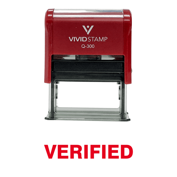 Vivid Stamp Verified Self Inking Rubber Stamp (Red Ink) - Large