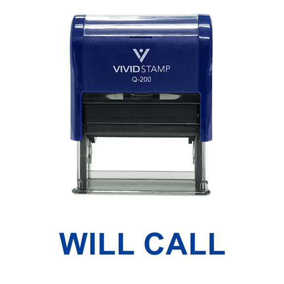 Vivid Stamp WILL CALL Self Inking Rubber Stamp (Blue Ink) - Medium