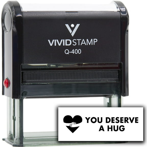 Vivid Stamp You Deserve a Hug Self-Inking Rubber Stamps (Black Ink) - Q-400