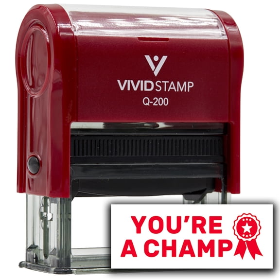 Vivid Stamp You?re a Champ Teacher Feedback Self-Inking Rubber Stamps (Red Ink) - Q-200