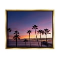 thumbnail image 1 of Vivid Sunset Palm Trees Horizon Coastal Photograph Metallic Gold Framed Art Print Wall Art, 1 of 6