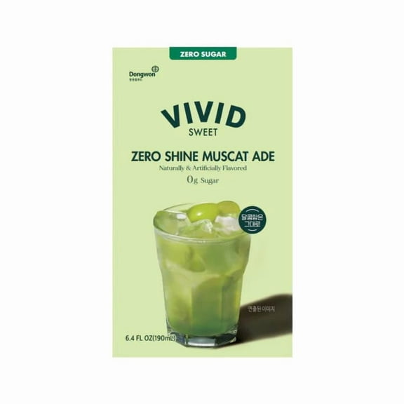 Vivid Sweet - Korean Grape Ade, Zero Sugar, Zero Calories, No Artificial Preservatives or Corn Syrup, 6.4 fl oz (10 Pouch) (10 Pouch, Zero Shine Muscat Grape Ade)