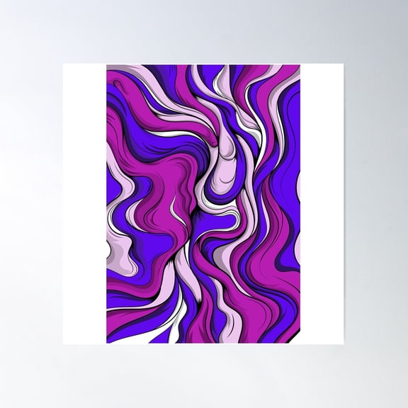 Vivid Vortex - Abstract Swirl In Magenta & Violet Poster Wall Art, Modern Wall Decor For Living Room Bedroom, 16x24 UNFRAMED