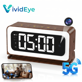 VividEye 2K Smart Camera with Alarm Clock, Wireless Camera with 5G & 2.4G WiFi, Indoor Cameras for Home Security, Two-Way Talk, Starlight Night Vision, 24/7 Loop Recording for Baby Pet Home Office