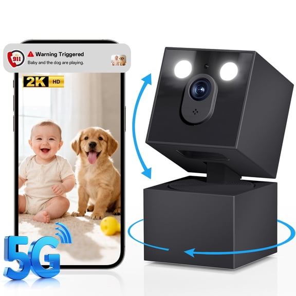 VividEye 2K Smart Indoor Camera - 5G&2.4G WiFi Camera for Home Security, Security Cameras for Dog/Pet/Baby Monitor, 360Pan/Tilt,2-Way Audio, AI Motion Tracking,911 Alert,Color Night Vision