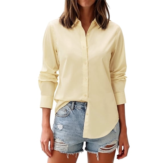 Vividaire Button Down Shirts for Women Cotton Long Sleeve Dress Shirt Classic Fit Work Business Casual Blouses