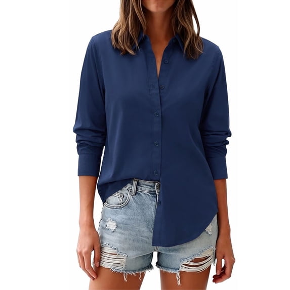 Vividaire Button Down Shirts for Women Cotton Long Sleeve Dress Shirt Classic Fit Work Business Casual Blouses
