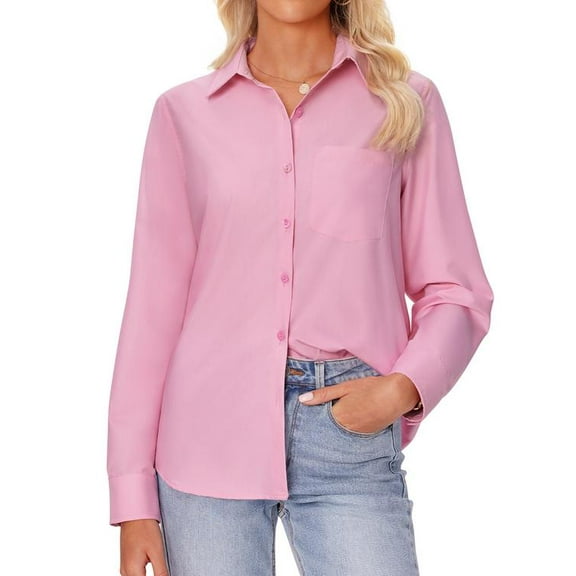 Vividaire Women's Shirts Casual Button Down Long Sleeve Wrinkle Free Blouse