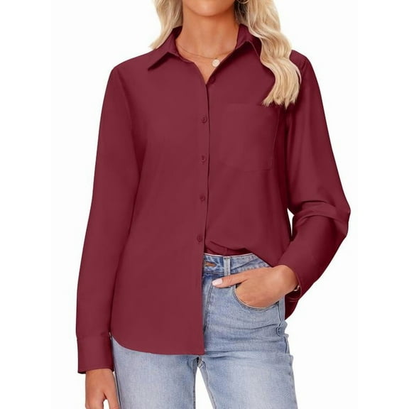 Vividaire Women's Shirts Casual Button Down Long Sleeve Wrinkle Free Blouse