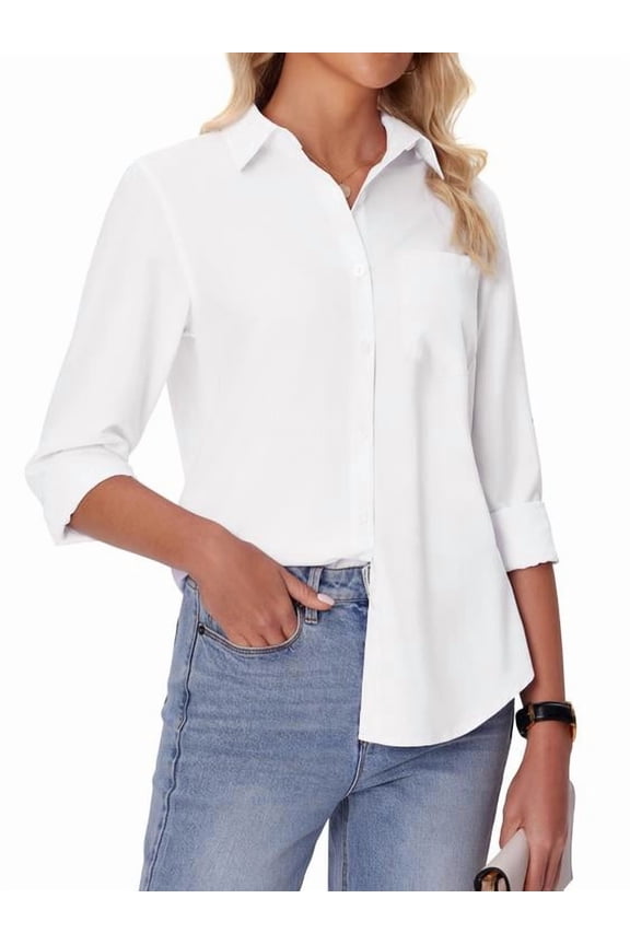 Women's Shirts Casual Button Down Long Sleeve Wrinkle Free Blouse