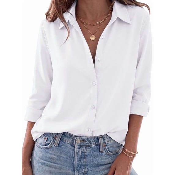 Vividaire Womens Button Down Shirts Long Sleeve Wrinkle Free Shirts Regular Fit Formal Work Blouses Dress Tops