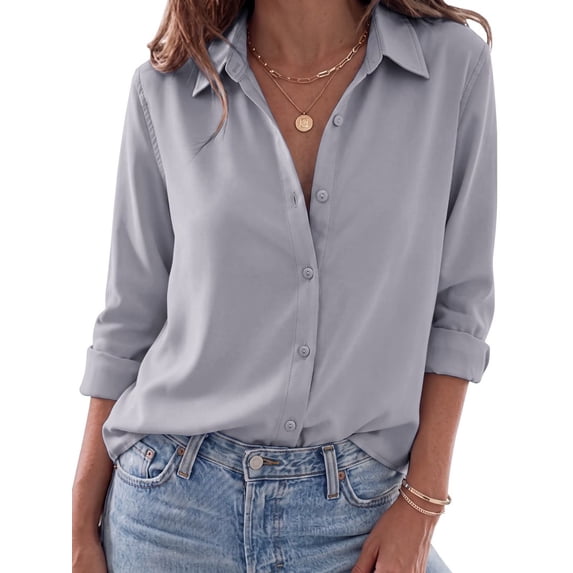 Vividaire Womens Button Down Shirts Long Sleeve Wrinkle Free Shirts Regular Fit Formal Work Blouses Dress Tops