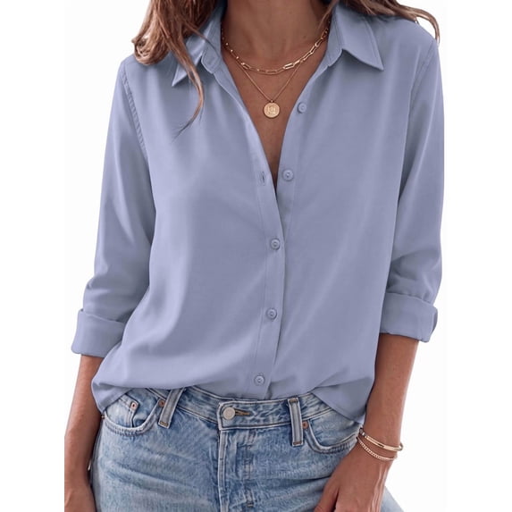 Vividaire Womens Button Down Shirts Long Sleeve Wrinkle Free Shirts Regular Fit Formal Work Blouses Dress Tops