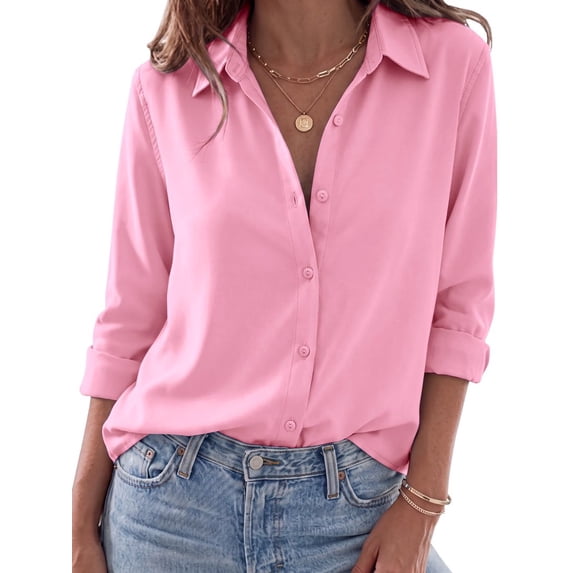 Vividaire Womens Button Down Shirts Long Sleeve Wrinkle Free Shirts Regular Fit Formal Work Blouses Dress Tops