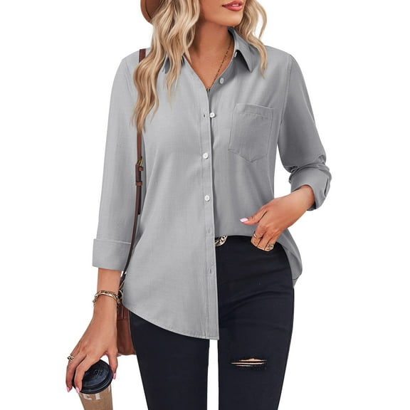Vividaire Womens Button Down Shirts Oxford Cotton Long Sleeve Collared Work Office Blouses Tops