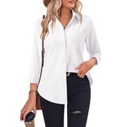 Vividaire Womens Button Down Shirts Oxford Cotton Long Sleeve Collared Work Office Blouses Tops