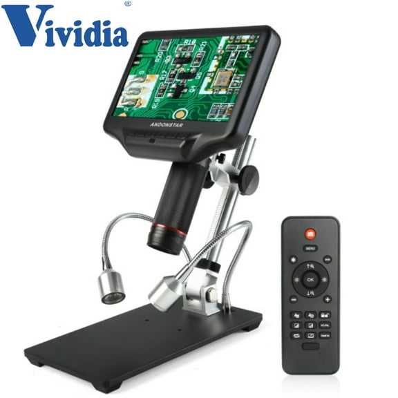 Vividia HM-407 HDMI/LCD/USB Digital Manual Focus Microscope with 7" LCD Screen 4MP Resolution 270x Magnification
