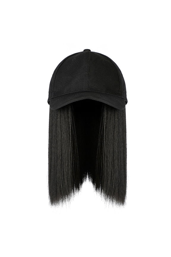 Vividly Synthetic Baseball Black Brown Hat Wigs Cap with Hair Naturally Connect Bob Hair Baseball Cap Adjustable