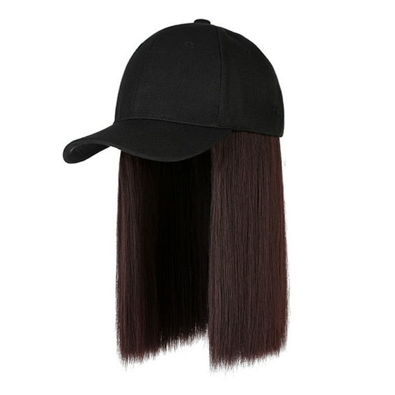 Vividly Synthetic Baseball Black Brown Hat Wigs Cap with Hair Naturally Connect Bob Hair Baseball Cap Adjustable