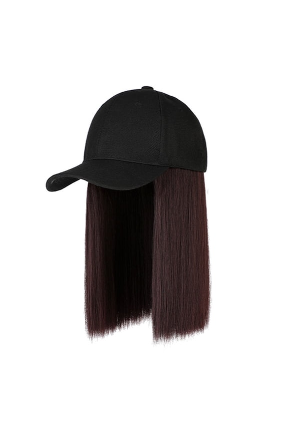 Vividly Synthetic Baseball Black Brown Hat Wigs Cap with Hair Naturally Connect Bob Hair Baseball Cap Adjustable