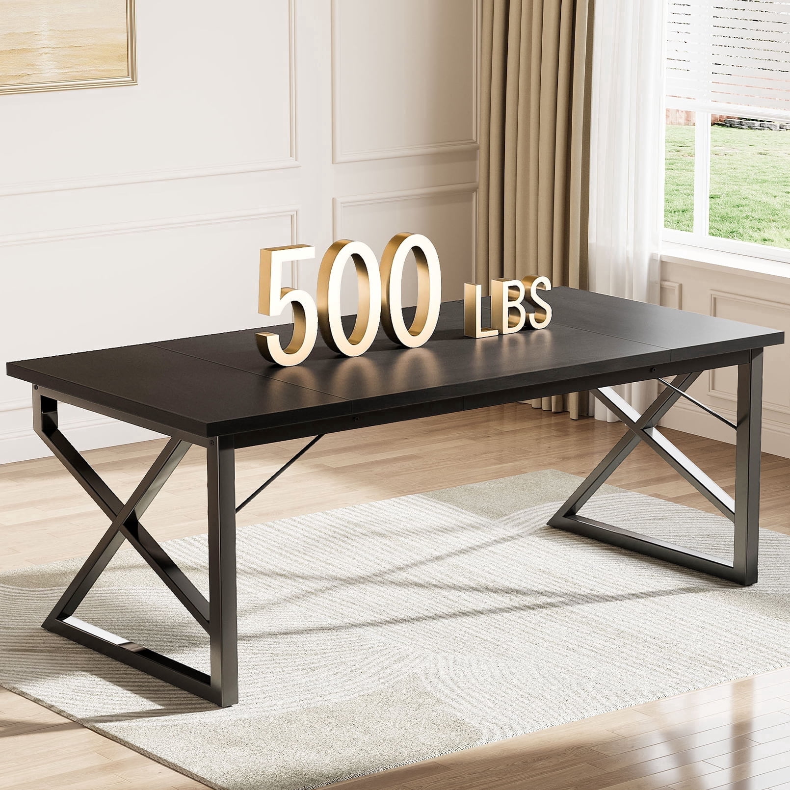 Vividwood 70.9-Inch Executive Desk, Heavy Duty Industrial Home Office Desk, Modern Large Computer Desk for Home Office, 500 lbs Capacity