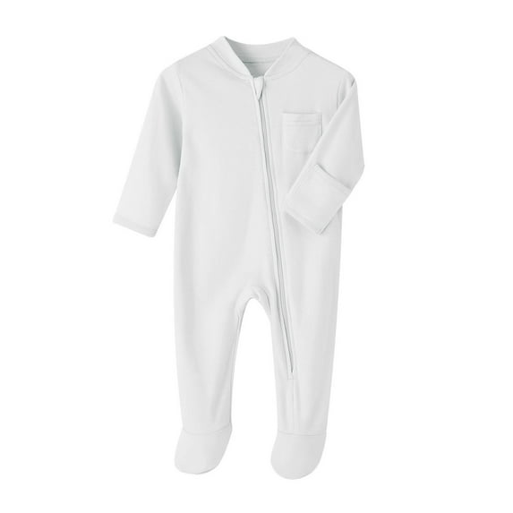 Vividxx Baby Boys Bodysuits O-Neck Winter Long Sleeve Zip Up Jumpsuits Soft Onesie For Newborn Newborn Comfortable Warm Onesie Solid Color Leisure Dailywear