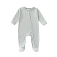 thumbnail image 1 of Vividxx Baby Boys Jumpsuits Bodysuits Long Sleeve O-Neck Soft Footed Pajamas With Snap Buttons For Newborn Newborn Warm Winter Fall Onesie Solid Color Leisure Dailywear, 1 of 5
