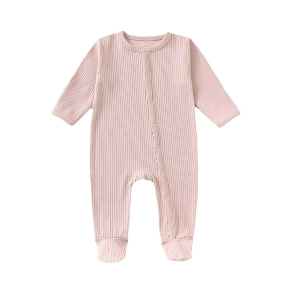 Vividxx Baby Boys Jumpsuits Bodysuits Long Sleeve O-Neck Soft Footed Pajamas With Snap Buttons For Newborn Newborn Warm Winter Fall Onesie Solid Color Lovely Dailywear