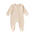 thumbnail image 1 of Vividxx Baby Boys Jumpsuits Bodysuits Long Sleeve O-Neck Soft Footed Pajamas With Snap Buttons For Warm Winter Fall Onesie Solid Color Lovely Dailywear, 1 of 5