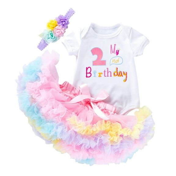 Vividxx Baby Girl Clothes Set Baby Girls Outfits Summer Casual Dress Set With Print Short Sleeve Romper Party Birthday Outfit For Toddler 0-3 Months