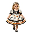 thumbnail image 1 of Vividxx Baby Girl Halloween Dress Cute Pumpkin Print Puff Sleeve Tutu Dress Vintage Party Outfit for Kids 6-12 Month, 1 of 4