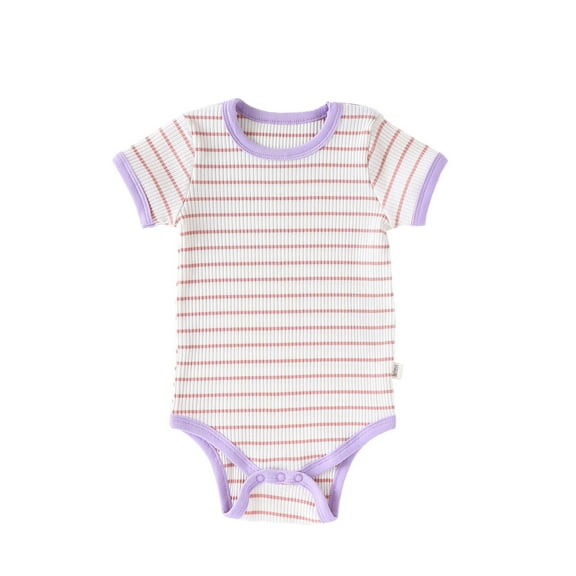 Vividxx Baby Girls Bodysuits Summer Short Sleeve Striped Romper Casual Onesie For Newborn Soft Comfortable Playwear Newborn O-Neck Comfort Dailywear