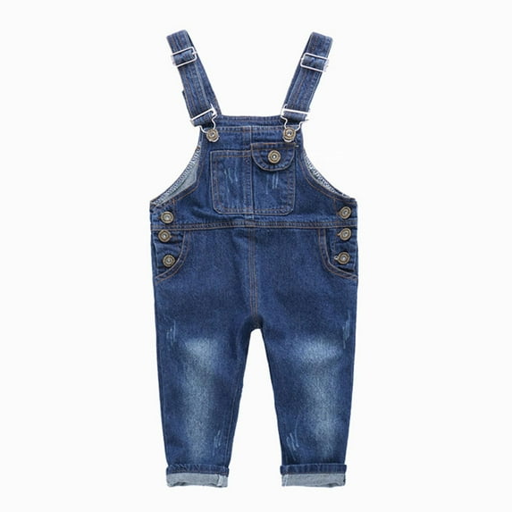 Vividxx Boy Girl Jean Overalls Kids Unisex Clothes Solid Color Denim Overall Girls Clothes Outfits 110