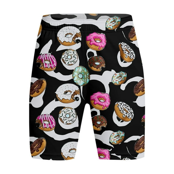 Vividxx Boys Casual Shorts Summer Shorts With Donut Print Elastic Waist Comfortable Casual Outfit For Kids Daily Wear 13-14 Years